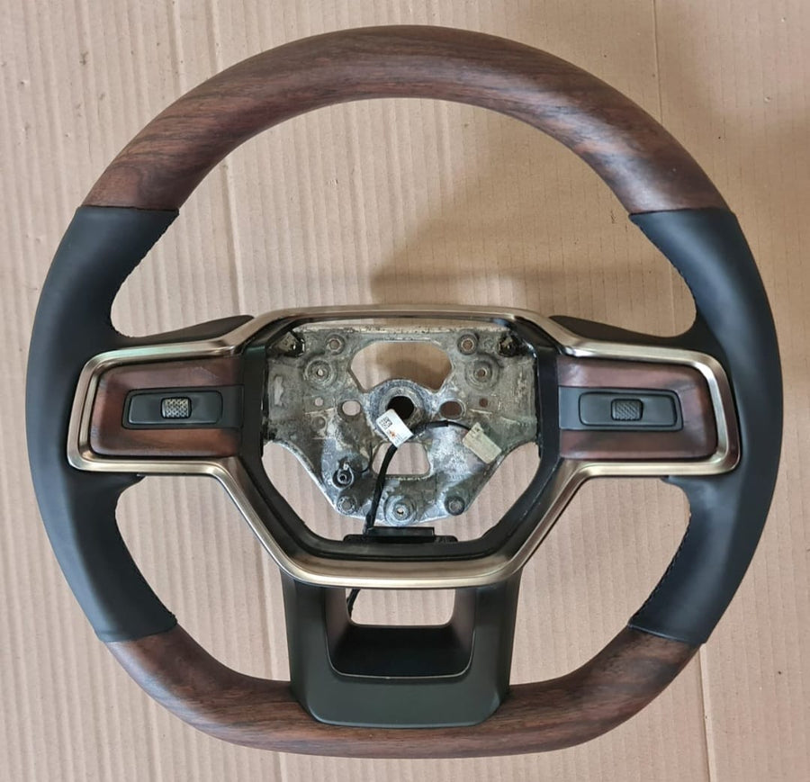 Wood Heated Steering Wheel (Dark Ash Wood or Warm Ash Wood) - $1300 - Fits Rivian R1S / R1T Vehicles Plus Core Charge