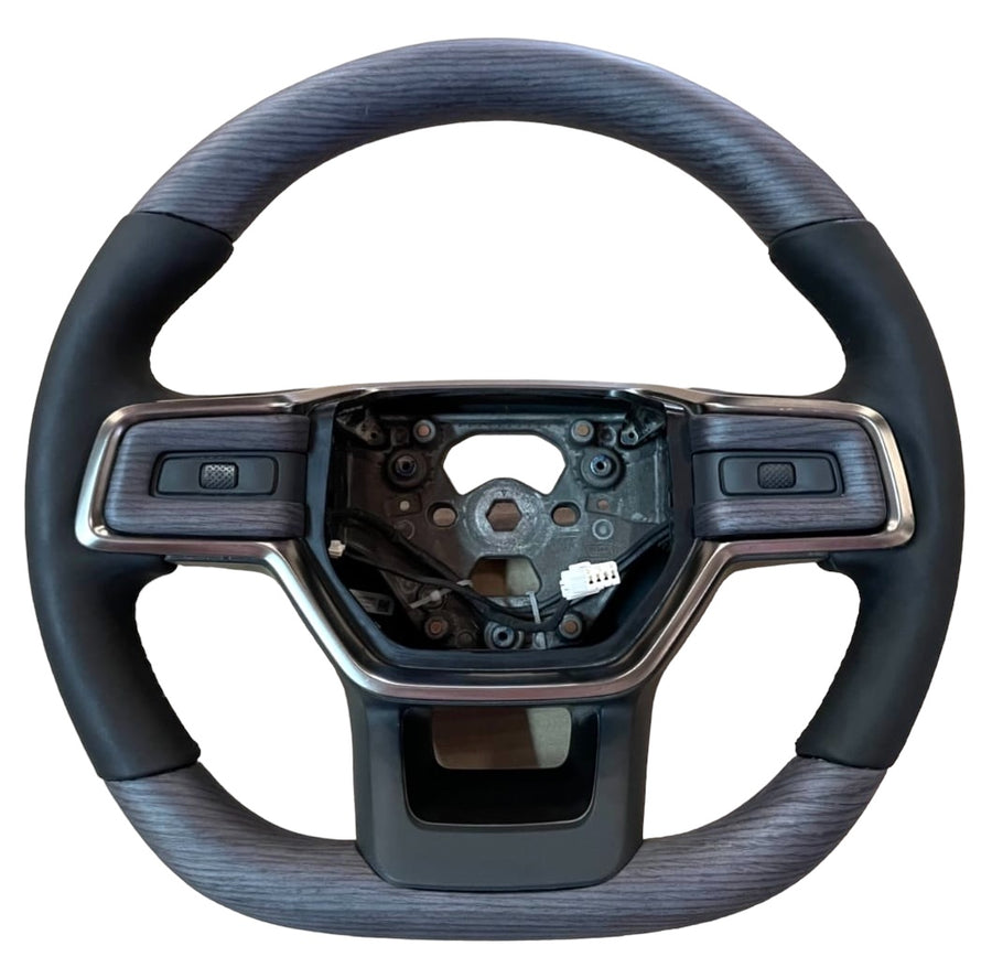 Wood Heated Steering Wheel (Dark Ash Wood or Warm Ash Wood) - $1300 - Fits Rivian R1S / R1T Vehicles Plus Core Charge